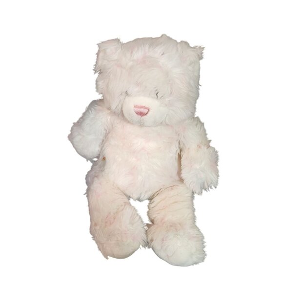 Build a Bear White / Pink Fluffy Plush Teddy Bear Soft Toy 16 - Picture 1 of 4